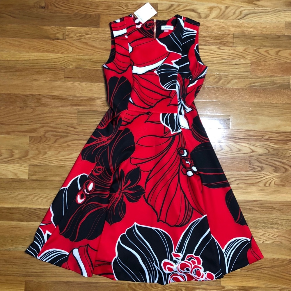 Calvin Klein - Printed scuba sheath Dress